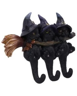3 Kätzchen Mit Hexenhut Als Schlüsselbrett -Halloween Tischdekoration Verkäufe drei hexen kaetzchen als schluesselbrett witches helpers key hanger halloween wohnaccessoire 52694 03