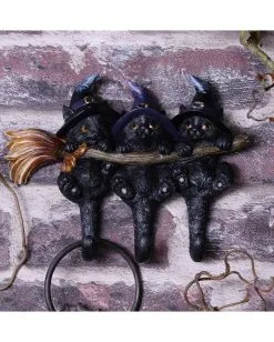 3 Kätzchen Mit Hexenhut Als Schlüsselbrett -Halloween Tischdekoration Verkäufe drei hexen kaetzchen als schluesselbrett witches helpers key hanger halloween wohnaccessoire 52694 06