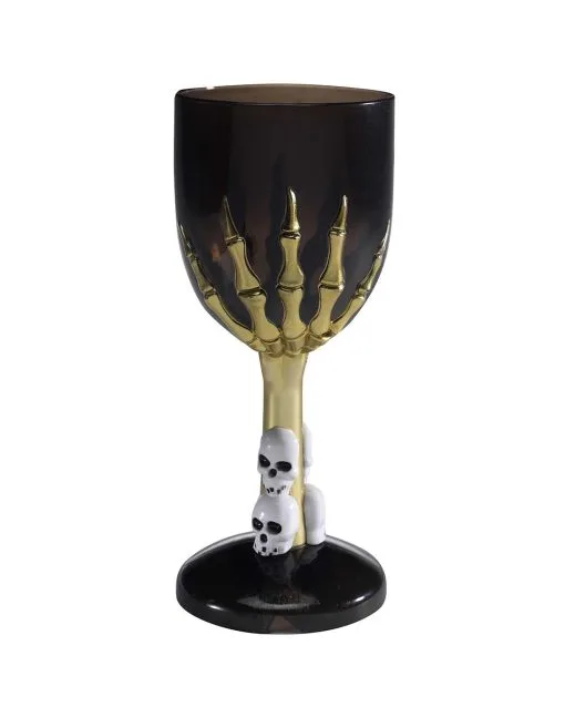 Skeletthand Weinglas Schwarz -Halloween Tischdekoration Verkäufe gothic weinglas mit skeletthand und totenkoepfen schwarz gold gothic wineglass with skeleton hand und skulls black and gold