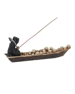 Sensenmann Mit Fähre Räucherstäbchenhalter -Halloween Tischdekoration Verkäufe grim reaper faehrmann raeucherstaebchenhalter grim reaper ferryman insence holder gothic deko 39254 06
