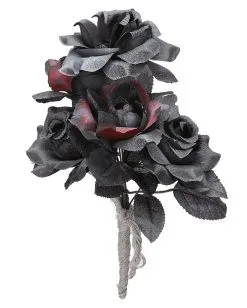 Schwarze Witwe Brautstrauß Mit Schwarzen & Roten Rosen