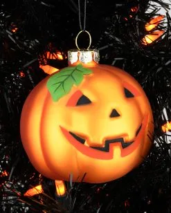 Halloween Jack O'Lantern Glas Christbaumkugel Ø7,6cm -Halloween Tischdekoration Verkäufe halloween kuerbis glas weihnachtskugel halloween und horror weihnachtsdeko jack o lantern pumpkin hanging ornament 54760 4