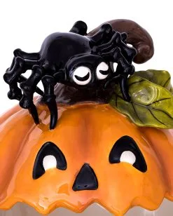 Grinsender Kürbis Keramik Süßigkeiten Schale 21cm -Halloween Tischdekoration Verkäufe halloween kuerbis keramik suessigkeiten schale halloween pmpkin candy bowl halloween wohnaccessoires und geschirr 54635