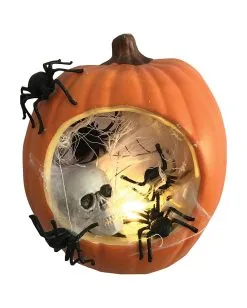 Halloween Kürbis Mit Totenkopf & Spinnen