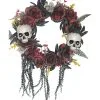 Halloween Türkranz Mit Vertrockneten Blüten & Totenschädel -Halloween Tischdekoration Verkäufe halloween tuerkranz mit verbluehten blumen und totenkoepfen halloween wreath with dried flowers and skulls 39610 01
