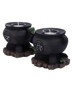 Hexenkessel Mit Efeu Kerzenhalter 2er Set -Halloween Tischdekoration Verkäufe hexenkessel mit efeu teelichthalter 2er set witches cauldron with ivy candle holder halloween tischdeko 51064 04