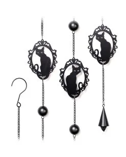 Katzen Silhouette Metall Windspiel Hängedeko -Halloween Tischdekoration Verkäufe katzen silhouette windspiel und haengedeko gothic und halloween wohnungsdeko alchemy england feline wind chime 52747