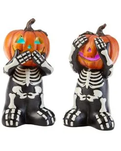 Kürbis Skelett Mit LED Licht 15cm 1 St.