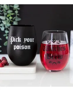 Wähle Dein Gift Weinglas -Halloween Tischdekoration Verkäufe pick your poison weinglas pick your poison wine glass halloween homeware gothic homeware 53394 04