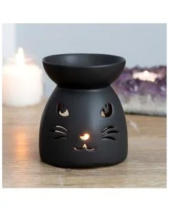 Schwarze Katze Duftöl Brenner -Halloween Tischdekoration Verkäufe schwarze katze duftoel lampe black cat cut out oil burner halloween tischdeko 50804 03