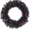 Halloween Kranz Mit LED Schwarz-orange 60cm -Halloween Tischdekoration Verkäufe schwarzer halloween kranz mit orangen leds 60cm black halloween wreath with orange led lights 54294