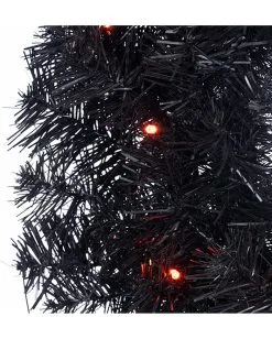 Halloween Kranz Mit LED Schwarz-orange 60cm -Halloween Tischdekoration Verkäufe schwarzer halloween kranz mit orangen leds 60cm black halloween wreath with orange led lights 54294 2