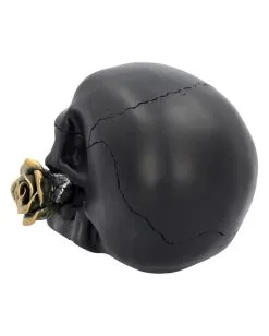Schwarzer Totenschädel Mit Goldener Rose 15cm -Halloween Tischdekoration Verkäufe schwarzer totenkopf mit goldener rose black skull with golden rose gothic deko gothic totenkopf 54621 04