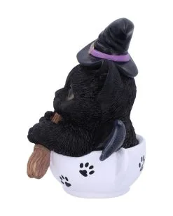 Schwarzes Hexen Kätzchen Mit Hexenbesen In Teetasse -Halloween Tischdekoration Verkäufe schwarzes hexen kaetzchen in teetasse blck witch cat in tea cup halloween tichsdeko halloween figur 50723 02