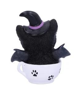 Schwarzes Hexen Kätzchen Mit Hexenbesen In Teetasse -Halloween Tischdekoration Verkäufe schwarzes hexen kaetzchen in teetasse blck witch cat in tea cup halloween tichsdeko halloween figur 50723 03