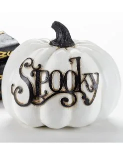 Weißer Spooky Halloween Kürbis 20x16 Cm