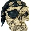 Totenschädel Mit Piratentuch & Augenklappe -Halloween Tischdekoration Verkäufe totenkopf mit piratentuch und augenklappe pirate skull with bandana and eye patch 29407