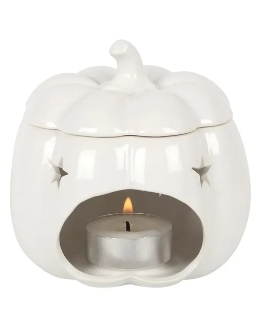 Weiße Halloween Kürbis Duftlampe -Halloween Tischdekoration Verkäufe weisse jack o lantern kuerbis duftlampe white jack o lantern pumpkin oil burner halloween tischdeko 53767 01