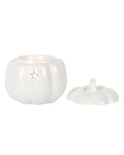 Weiße Halloween Kürbis Duftlampe -Halloween Tischdekoration Verkäufe weisse jack o lantern kuerbis duftlampe white jack o lantern pumpkin oil burner halloween tischdeko 53767 03